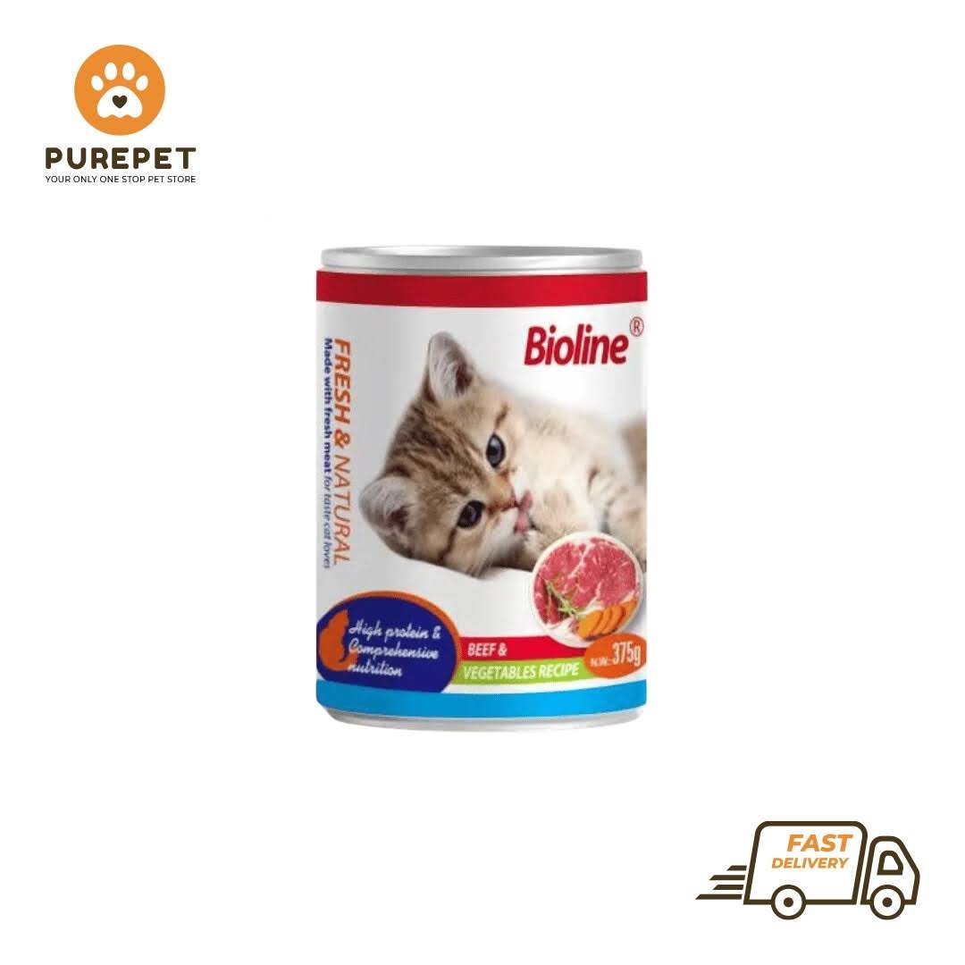 Bioline Adult Cat Wet Food Beef & Vegetables 375 g Canned