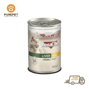 Bonacibo Adult Cat Liver – Chunks in Gravy 400 g Canned