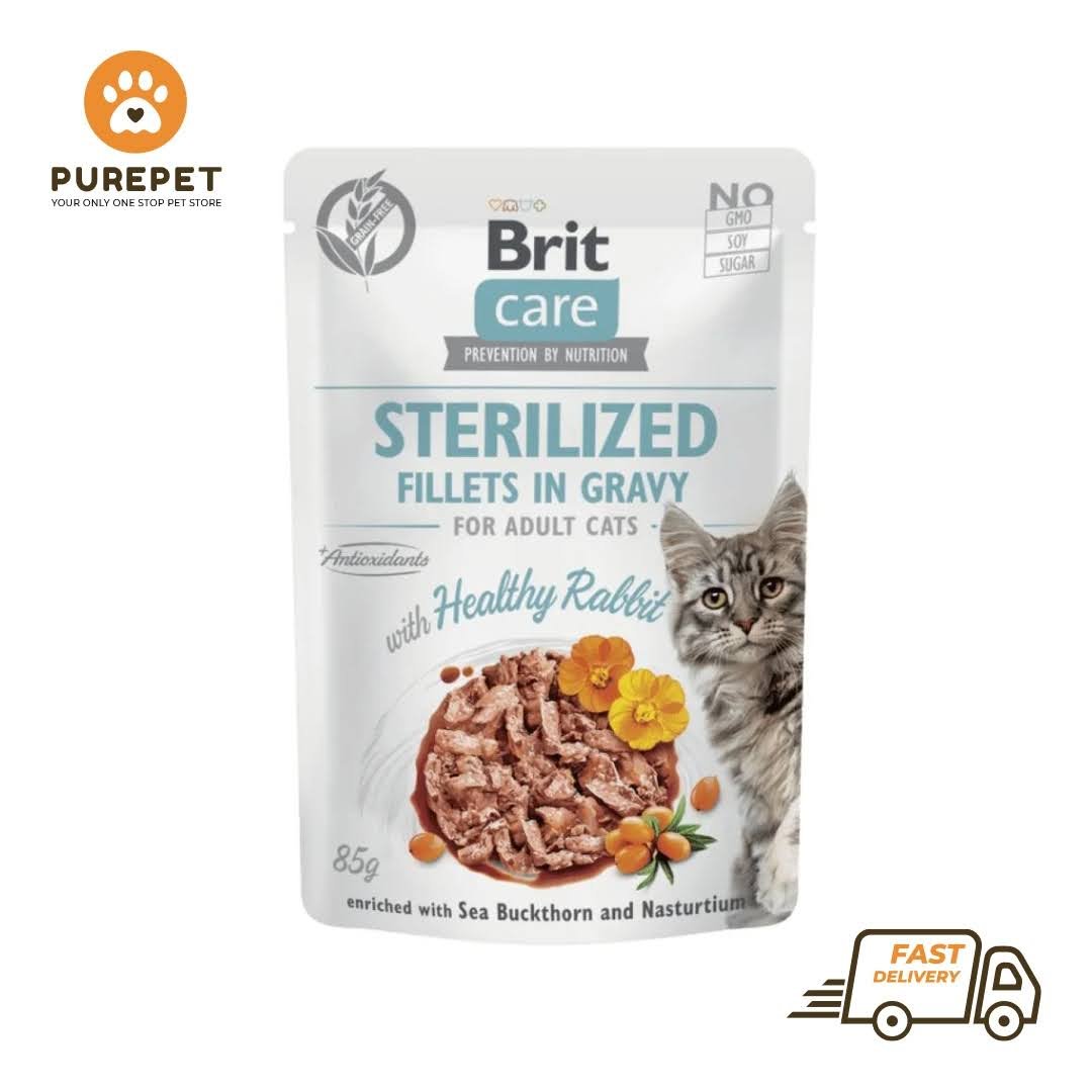Brit Care Cat Sterilized. Fillets in Gravy with Healthy Rabbit 85 g
