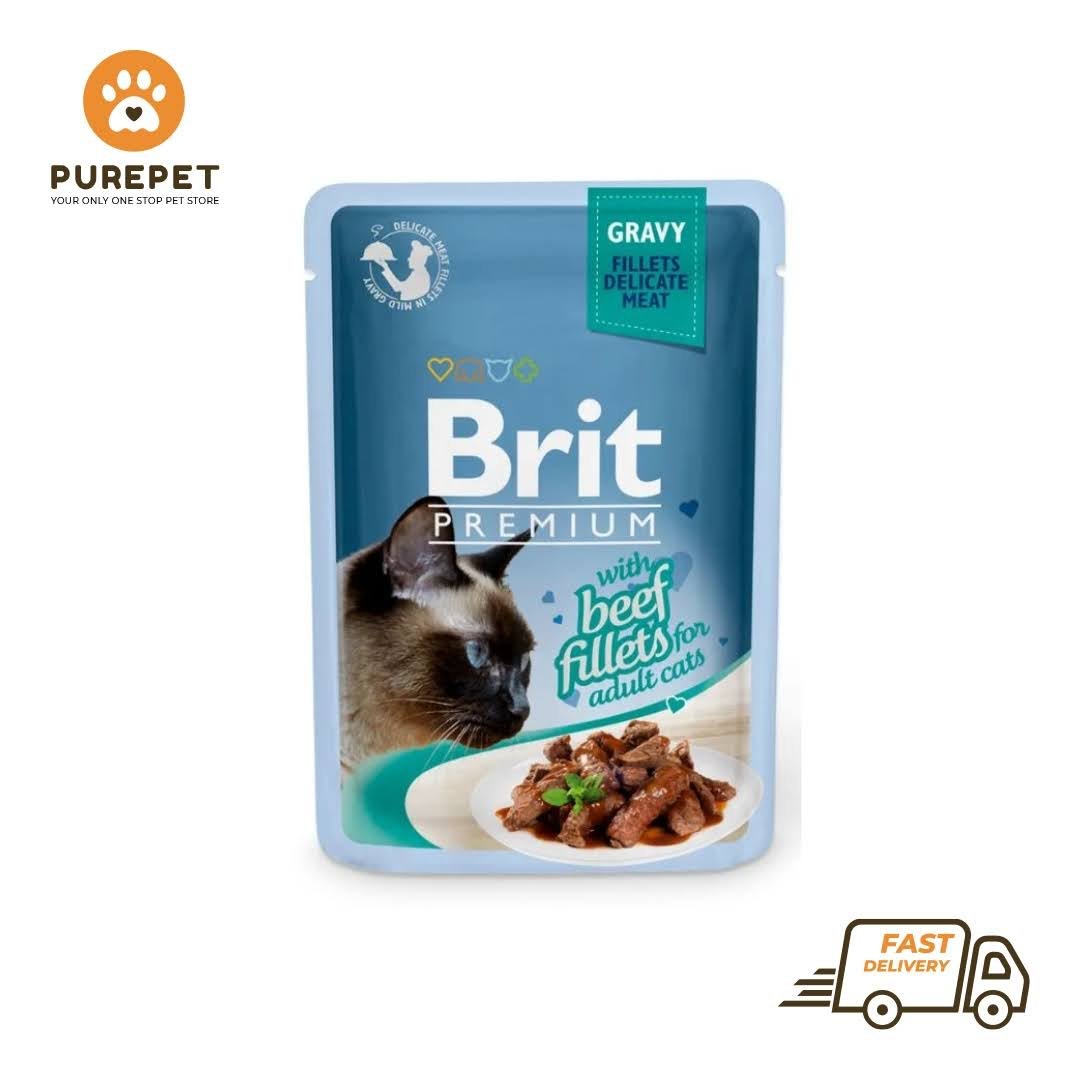 Brit Premium Cat Pouch with Beef Fillets in Gravy for Adult Cats