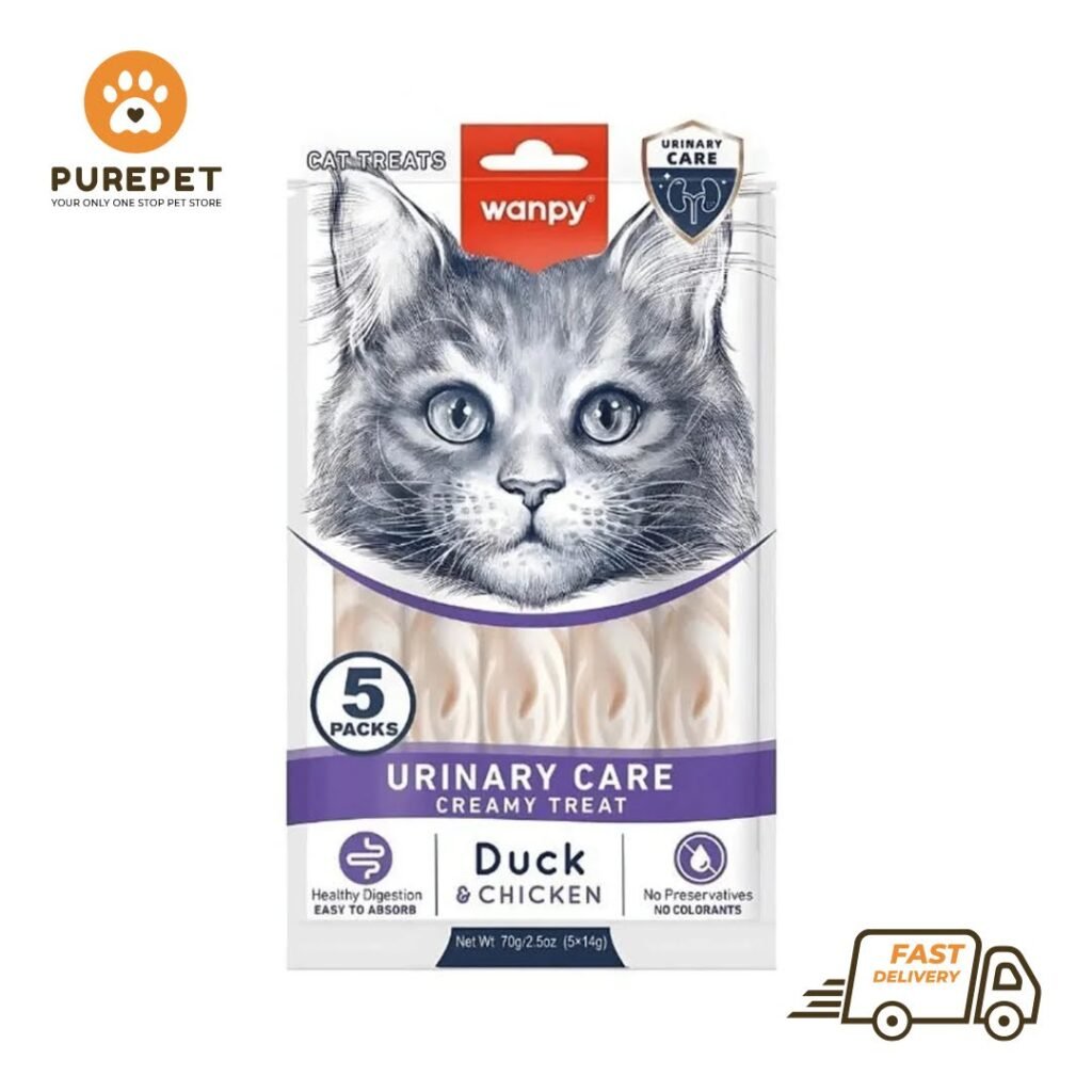 Wanpy Adult Cat Functional Creamy Lickable Treat – Duck & Chicken (Urinary Care) 70 g Pouch