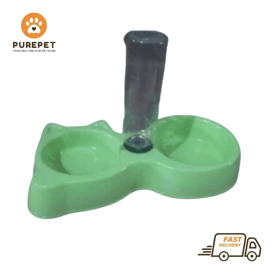Cat Face Water Dispenser With Bowl & Bottle