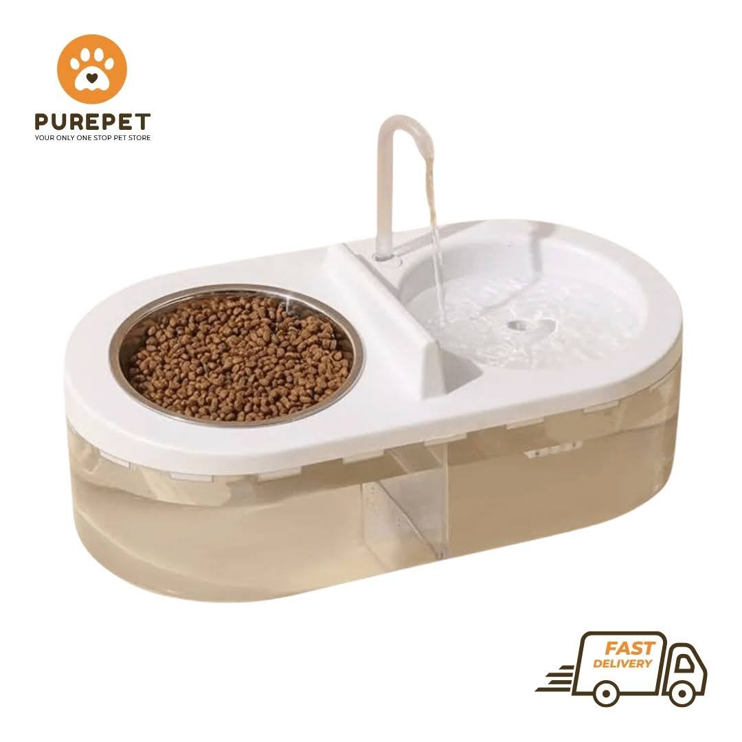 Oval Fountain With Feeding Bowl