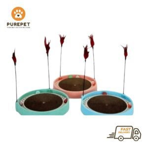 Round Scratching Post Toy With Fur Stick