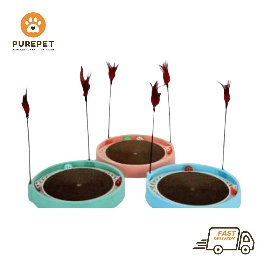 Round Scratching Post Toy With Fur Stick